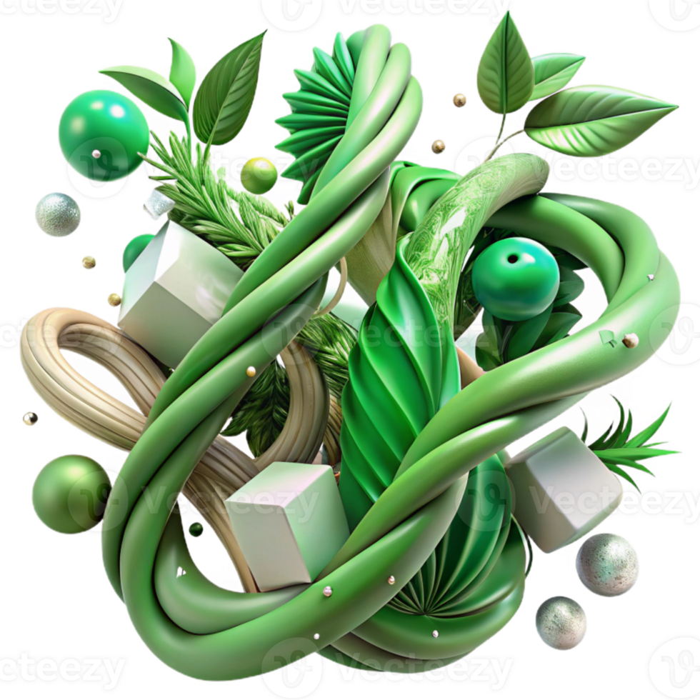 stunning vintage Twisted Vines and Leaves in Green Hues Cutout high resolution png