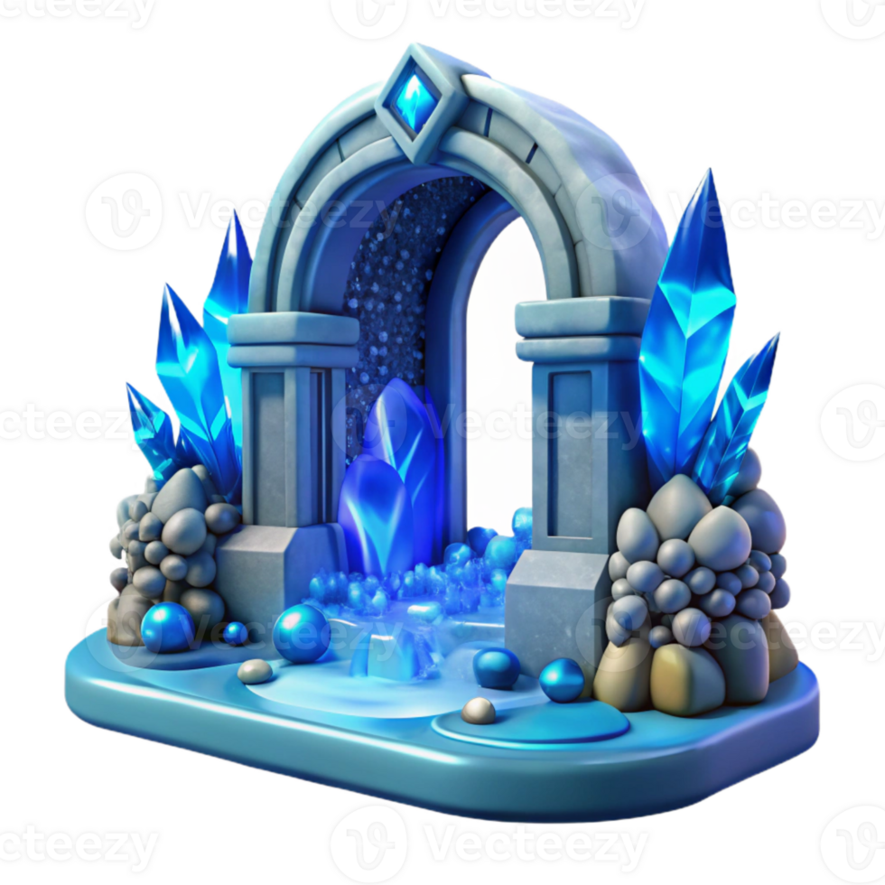 serene classic Underwater City Gate with Blue Glow Transparent Background high quality png