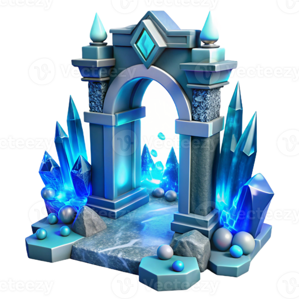 serene traditional Underwater City Gate with Blue Glow Transparent Background high resolution png