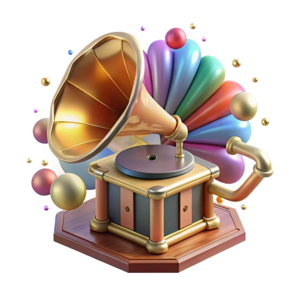elegant minimalist Vintage Gramophone with Horn Transparent Background Cutout original png