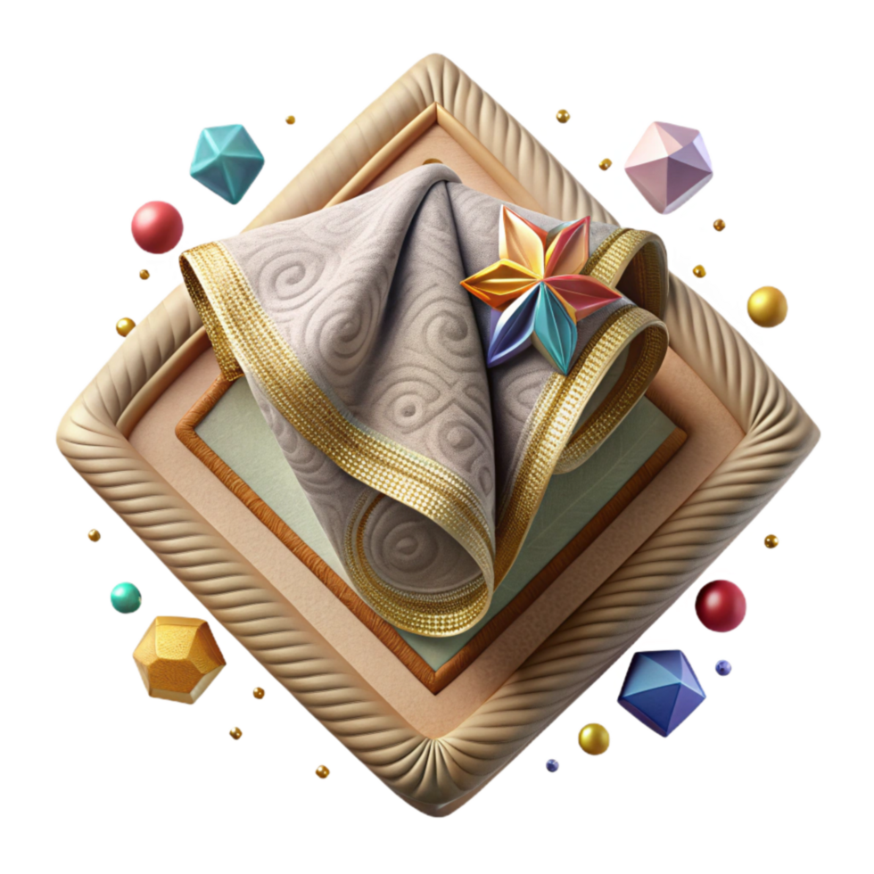 serene contemporary Vintage Handkerchief Embroidered Design Cutout Element high quality png