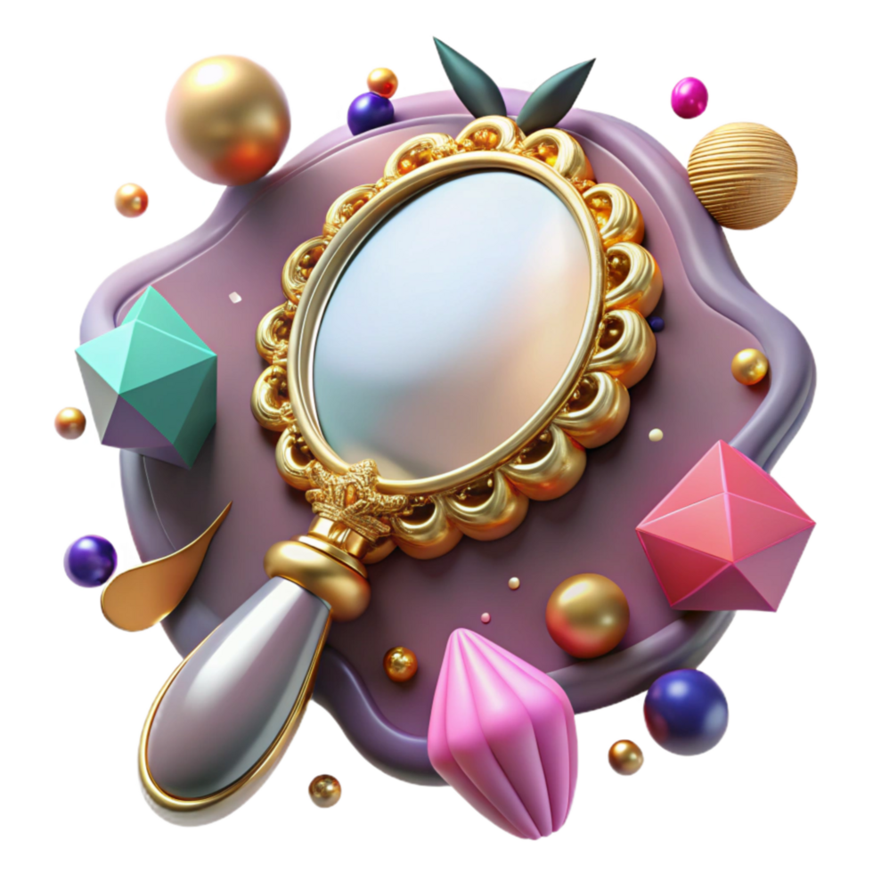 dramatic artistic Vintage Hand Mirror Ornate Frame Cutout authentic png