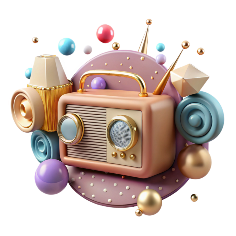 impressive vintage Vintage Radio with Knobs Isolated detailed png