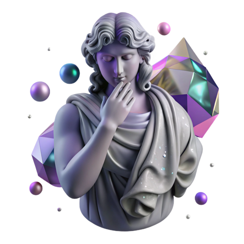 elegant contemporary Whispering Statue Isolated with Mysterious Shadows exclusive png