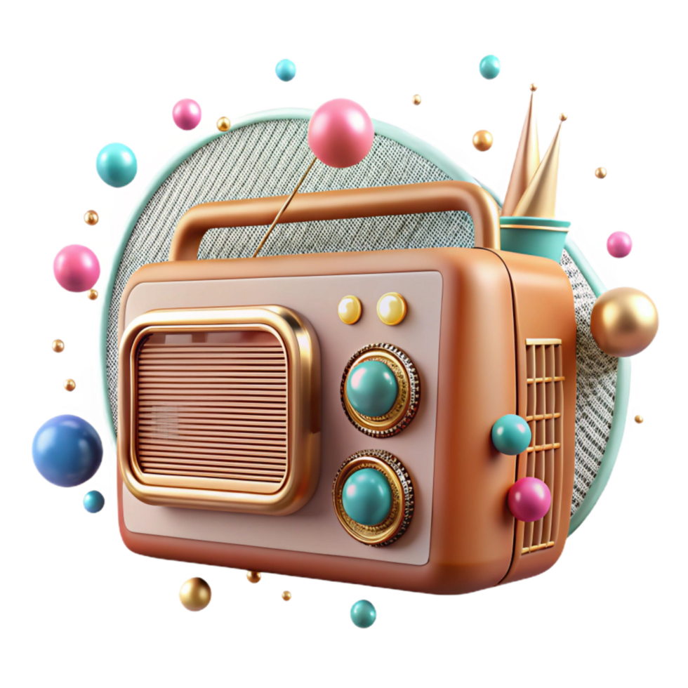 wonderful traditional Vintage Radio Transparent Background with Static Noise professional png