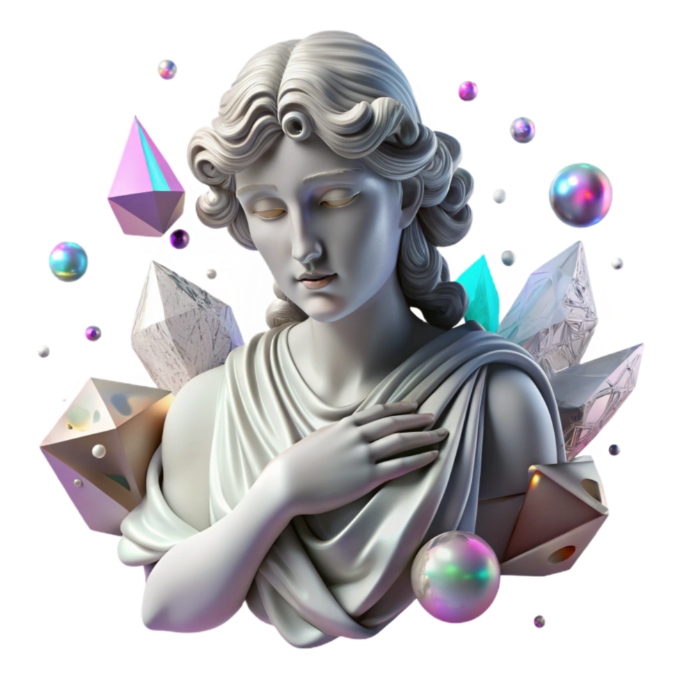 stunning artistic Whispering Statue Isolated with Mysterious Shadows high quality png