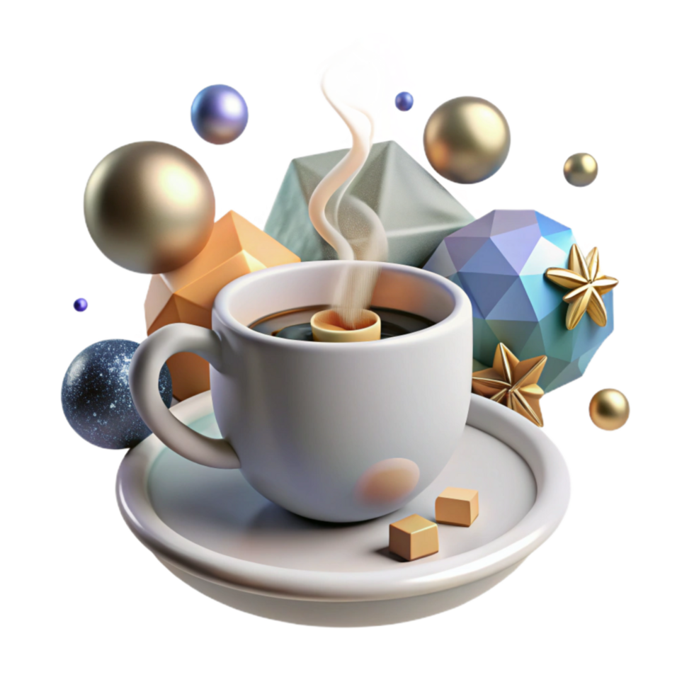 magnificent classic White Coffee Mug Steam Top View Isolated png