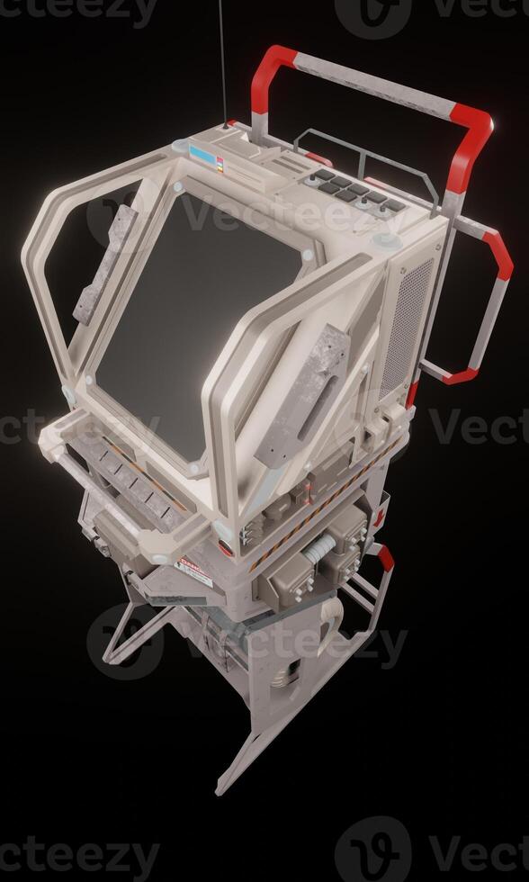 View of computer monitor industry science fiction 3d rendering technology wallpaper background photo