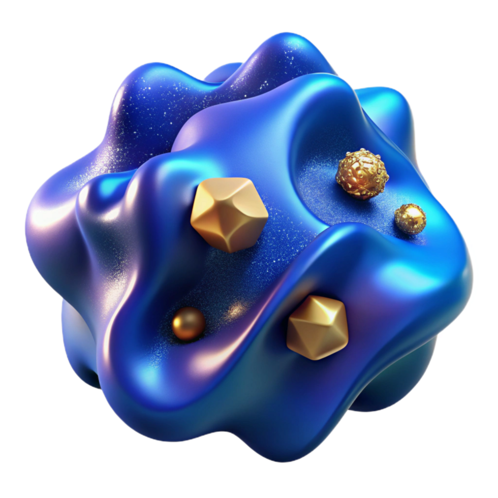 vibrant modern Abstract 3d Blob Shape Blue Gradient Cutout authentic png