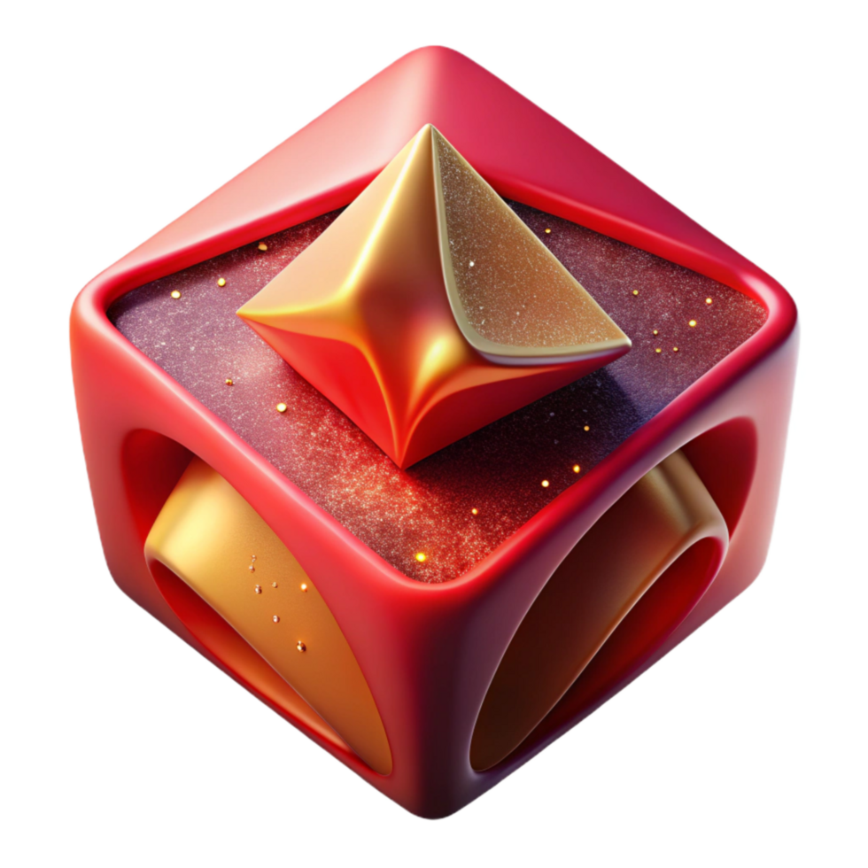 impressive rustic Abstract 3d Cube Shape Red Gradient Cutout original png