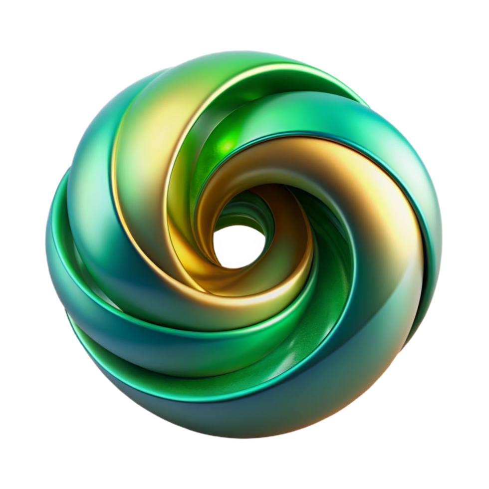 serene artistic Abstract 3d Spiral Form Green Gradient Isolated Element premium png