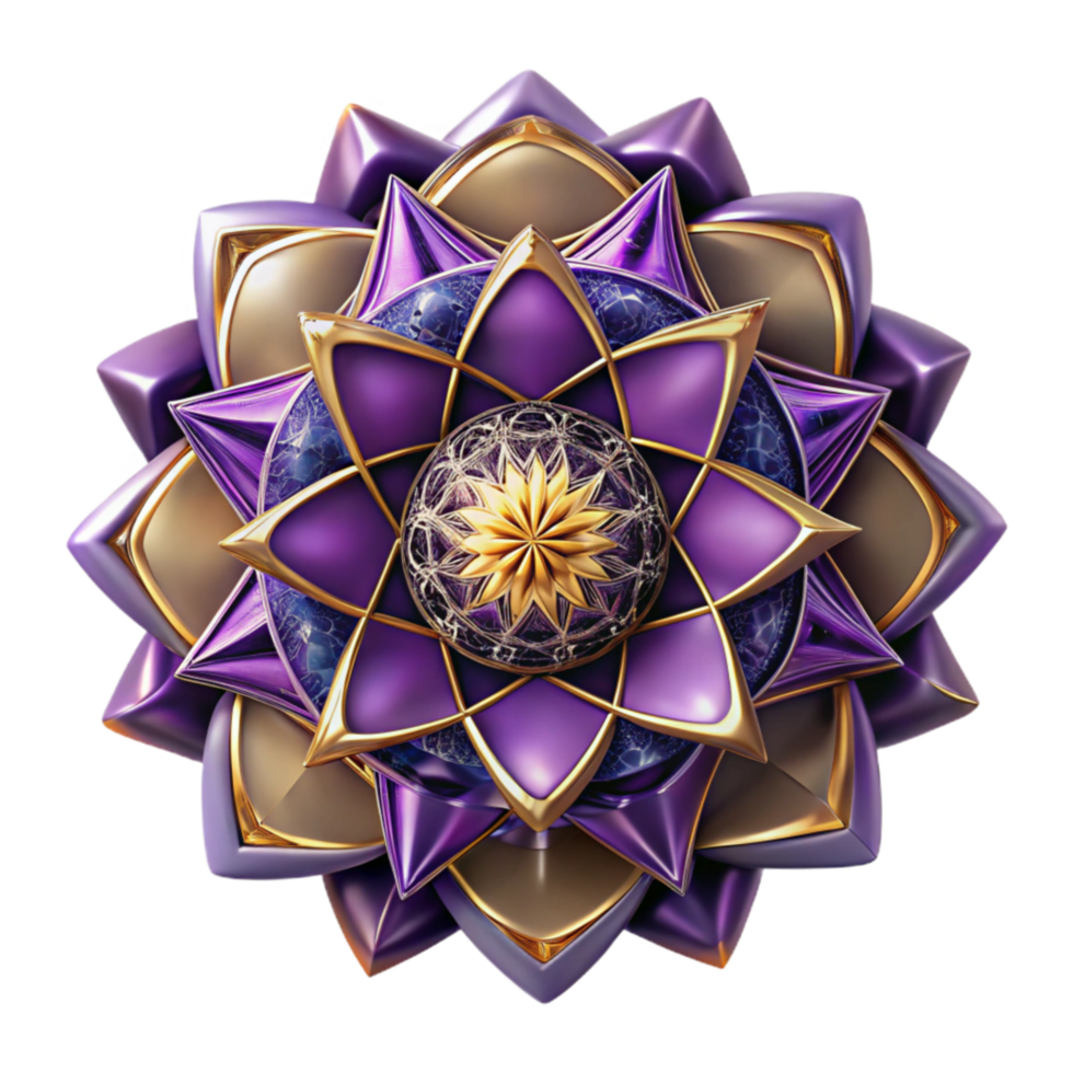 vibrant contemporary Abstract Mandala with Geometric Patterns Violet Isolated Element premium png