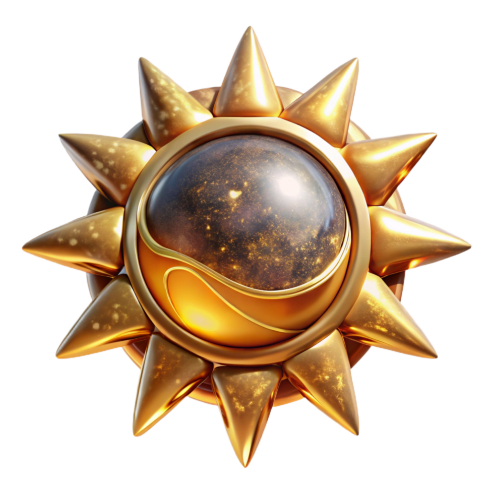impressive contemporary Abstract Sun Iconography Isolated on Transparent Background high resolution png
