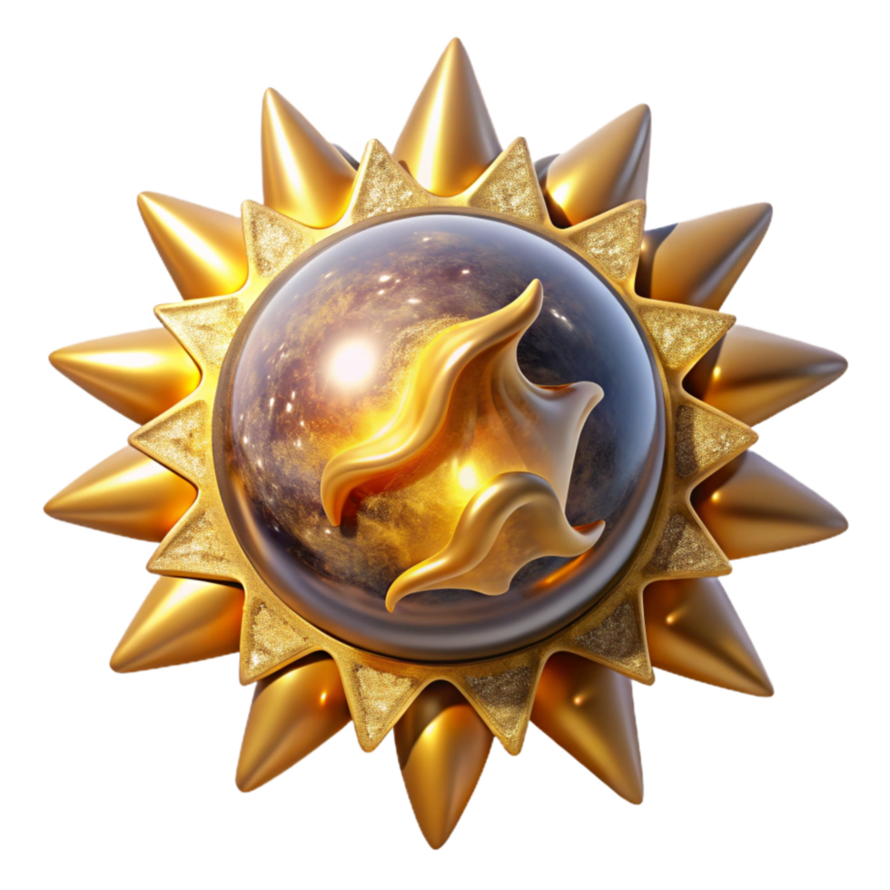 vibrant creative Abstract Sun Iconography Isolated on Transparent Background high quality png