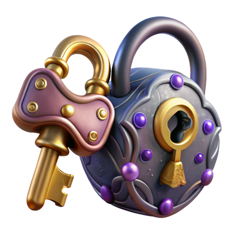 wonderful abstract Antique Lock and Key Ornate Design Isolated high resolution png