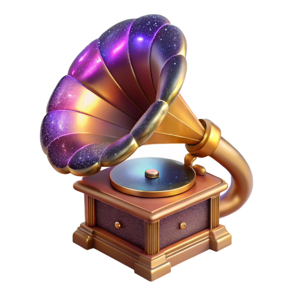 magnificent minimalist Antique Phonograph Horn Shaped Design Transparent Background premium png