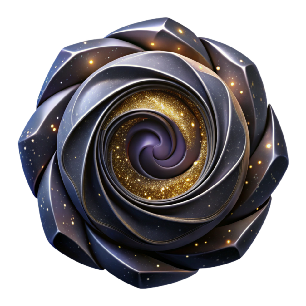 serene artistic Black Galaxy Spiral Fractal Space Transparent Background professional png