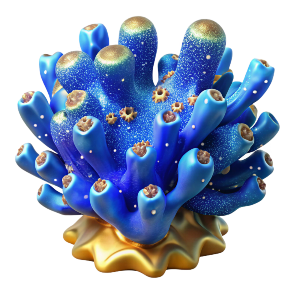 impressive abstract Blue Deep Sea Coral Fractal Marine Life Isolated authentic png