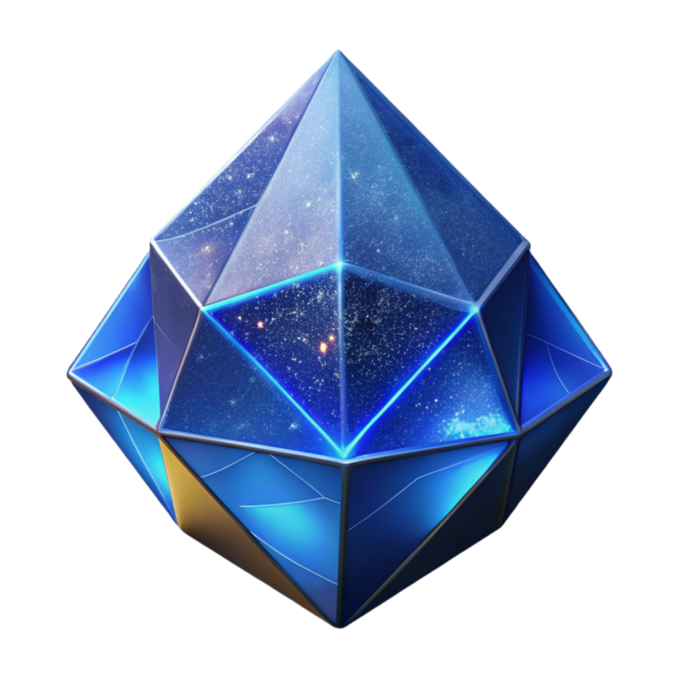 stunning traditional Blue Low Poly Geometric Shape with Transparent Background detailed png