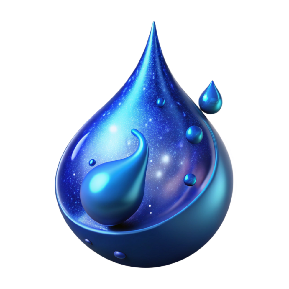 beautiful creative Blue Water Droplet Splashing on Surface Isolated Element authentic png