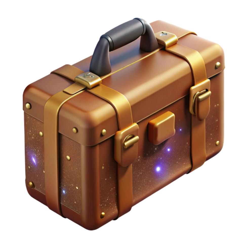 elegant modern Brown Suitcase Closed View Transparent Background premium png