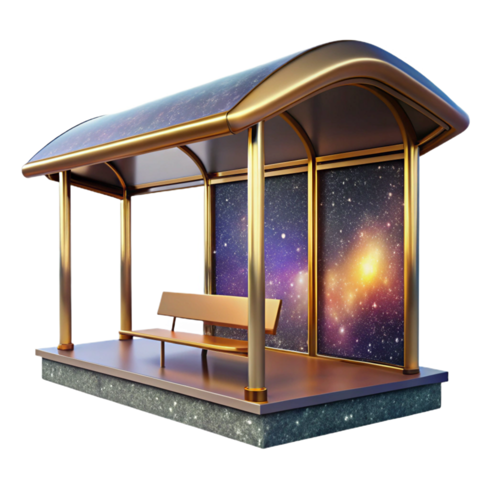 wonderful vintage Bus Stop Shelter Modern Design Isolated authentic png
