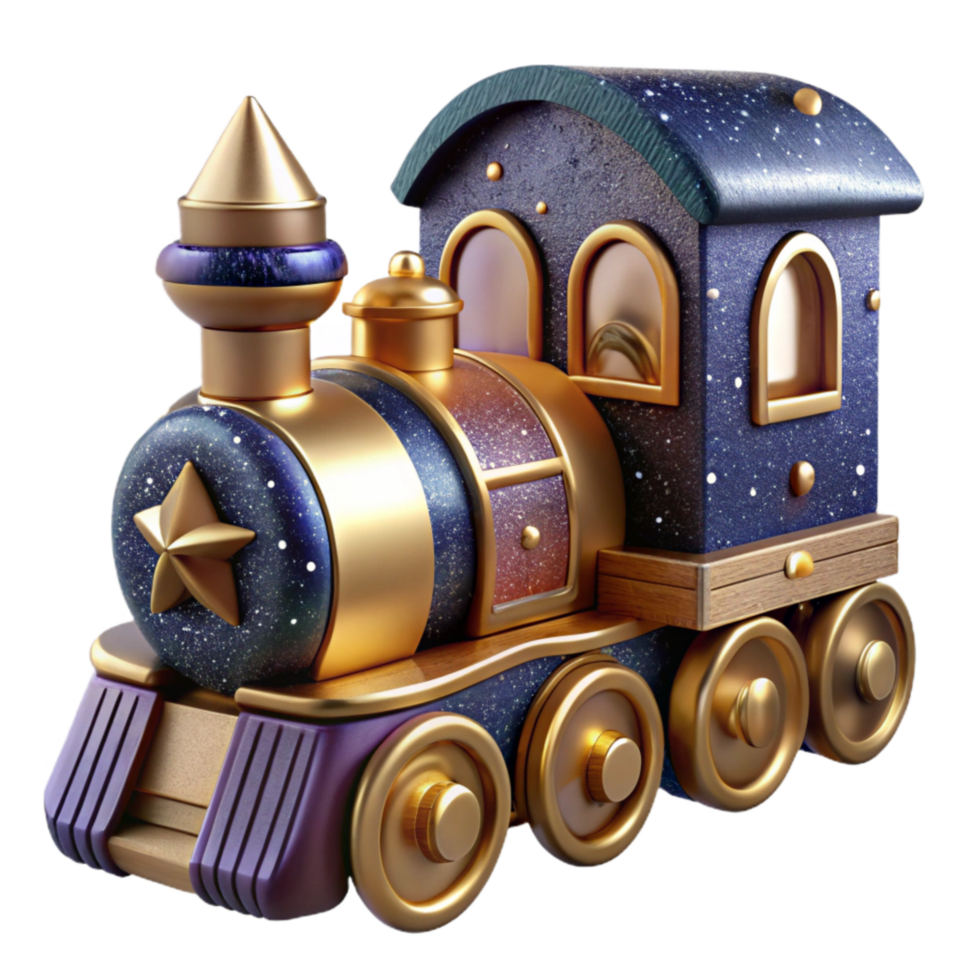 magnificent artistic Carved Wooden Toy Train Classic Style Cutout Element professional png