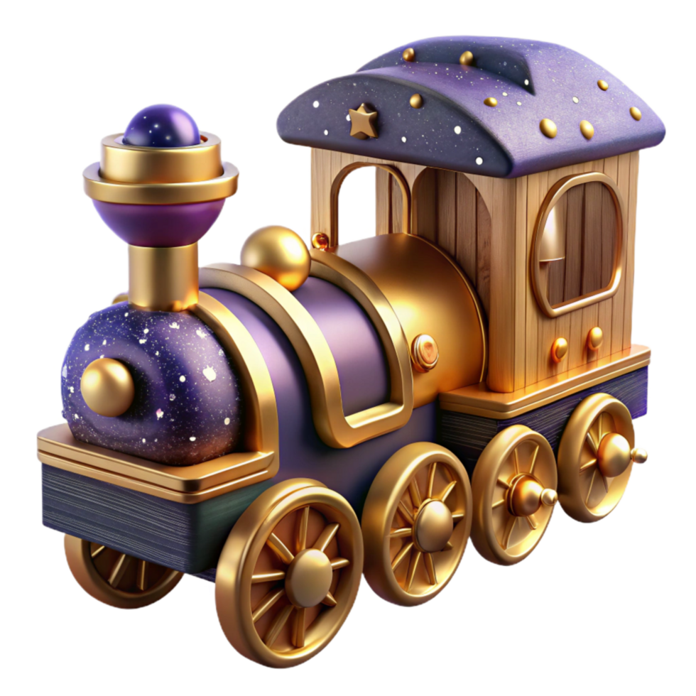 elegant vintage Carved Wooden Toy Train Classic Style Cutout Element authentic png