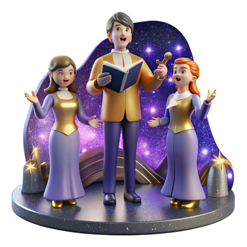 elegant modern Choir Singers and Conductor Isolated Transparent Background detailed png