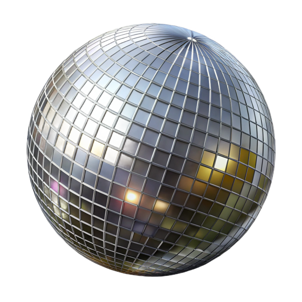 impressive classic Disco Ball Sparkling Silver Transparent Background original png