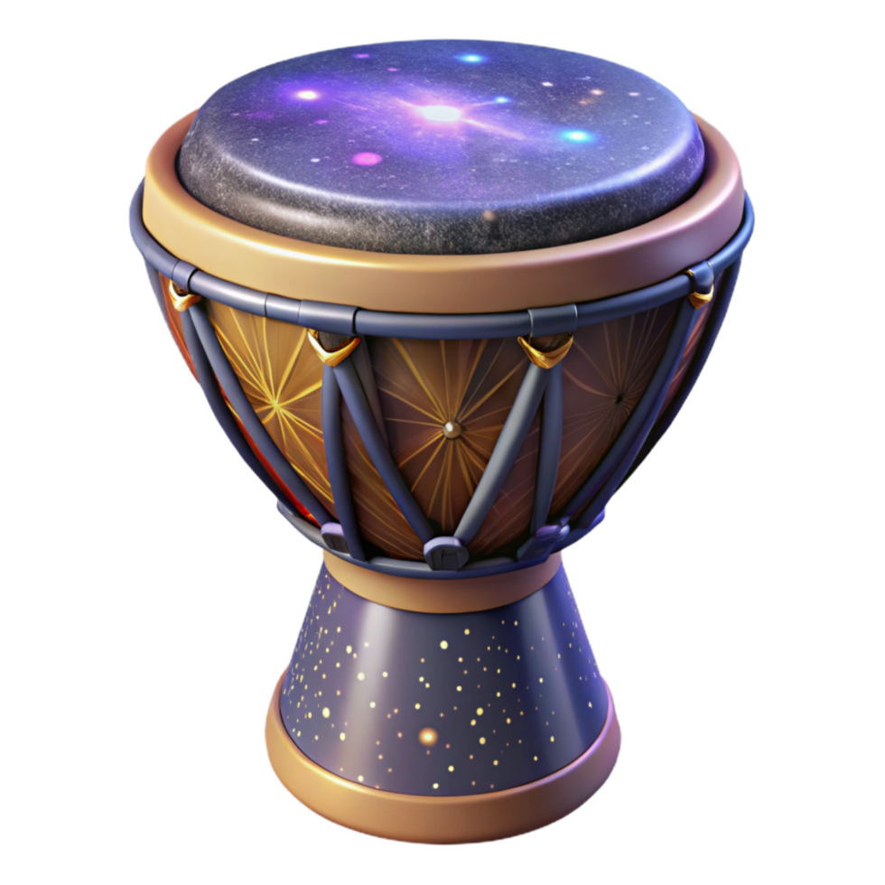 wonderful minimalist Djembe Drum Isolated with Authentic African Pattern genuine png