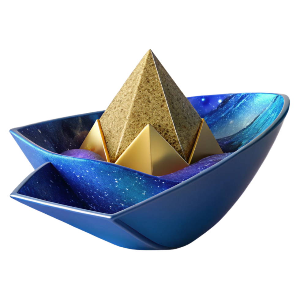 extraordinary modern Folded Paper Boat Blue with Transparent Background original png