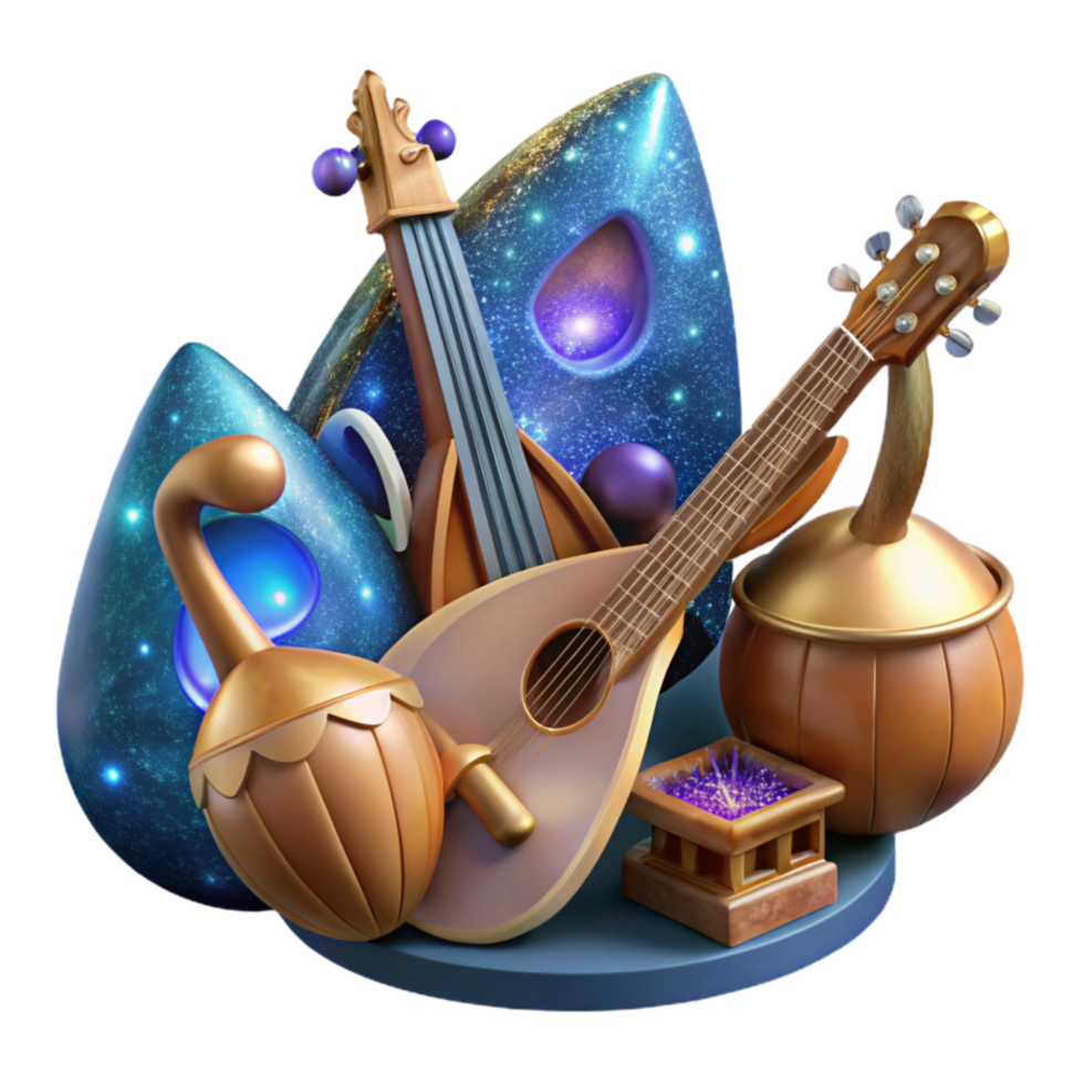 extraordinary classic Folk Music Instruments Cutout with Rustic Charm Isolated professional png