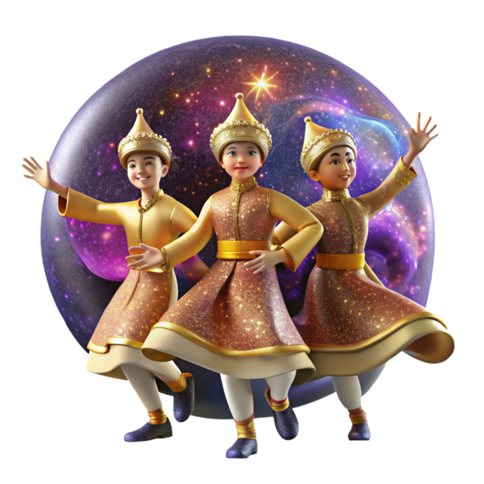 impressive vintage Folk Dance Group Cutout with Traditional Costumes and Movements png