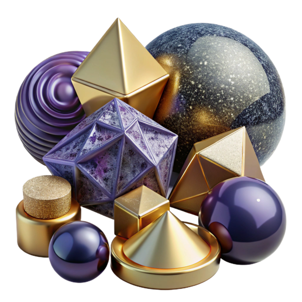 stunning classic Geometric Solids Set Cutout Various Shapes Transparent Background high quality png