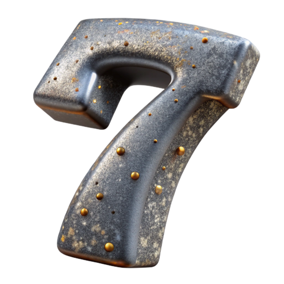 stunning rustic Gray Grunge Number Seven Isolated Element professional png
