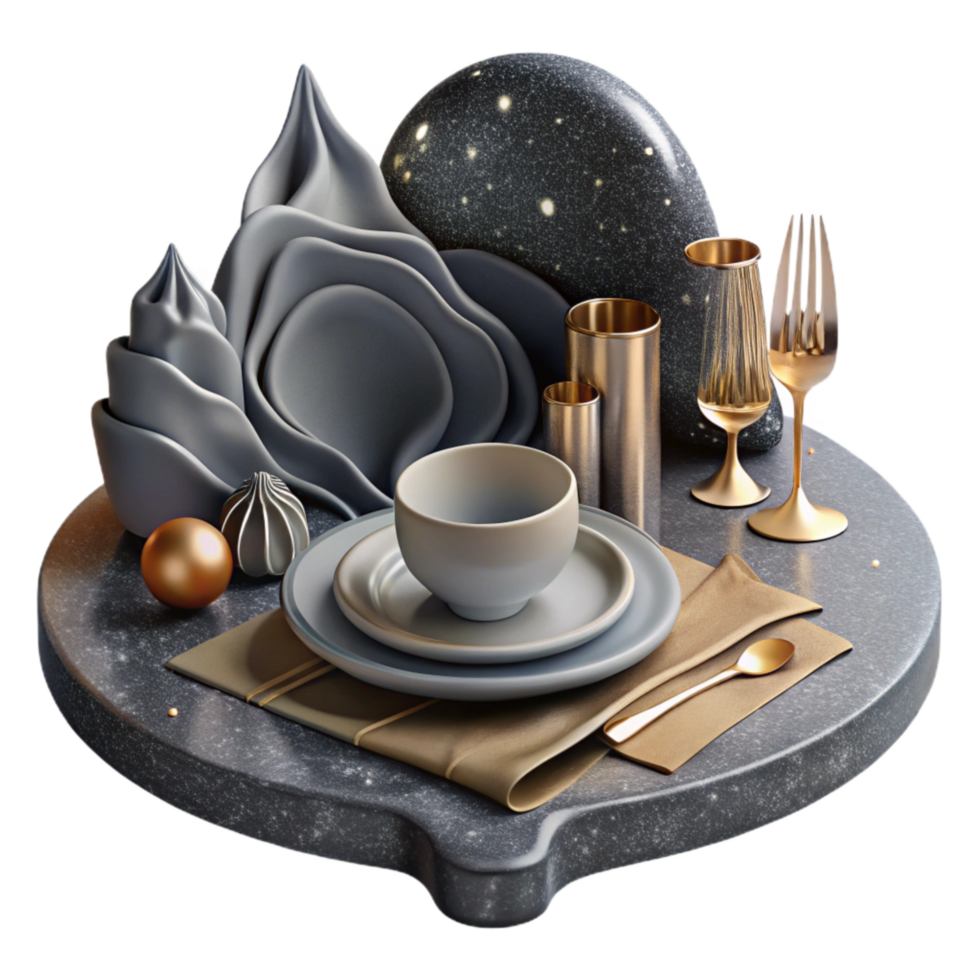 stunning modern Gray Minimalist Table Setting Element Cutout detailed png