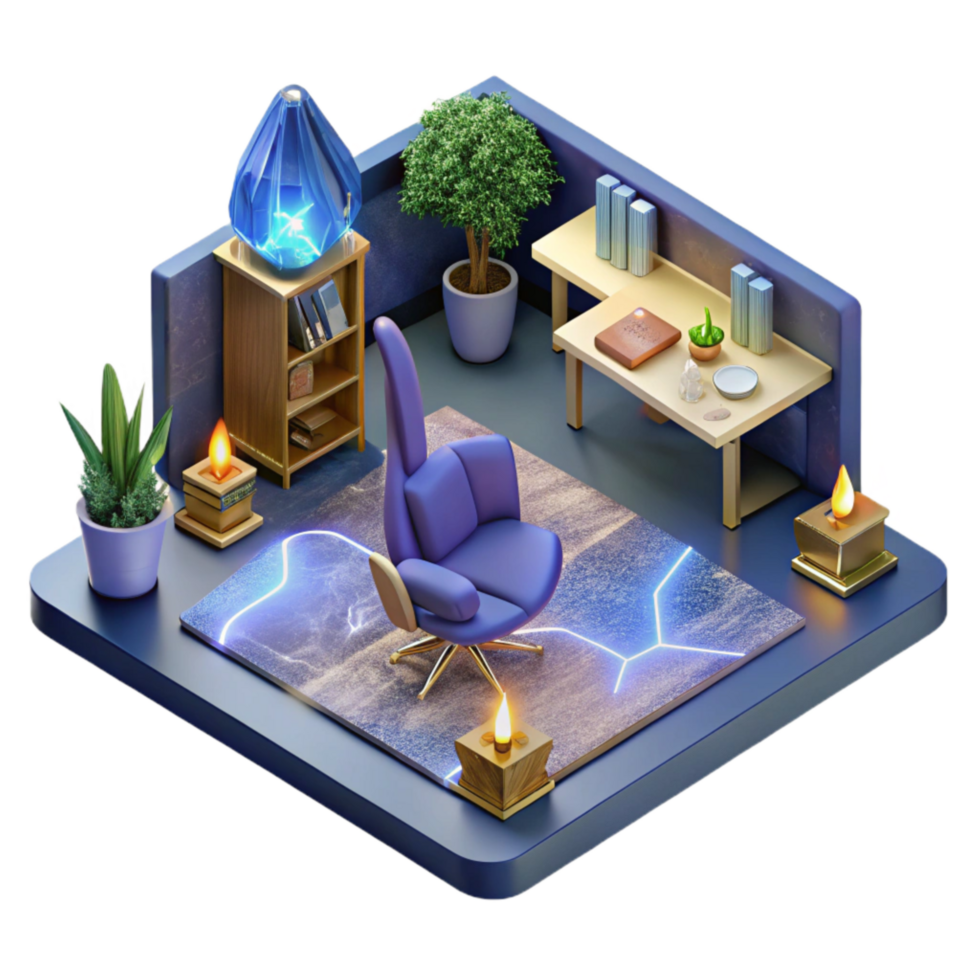 wonderful creative Isometric Blueprint Office Layout with Furniture Placement Isolated authentic png