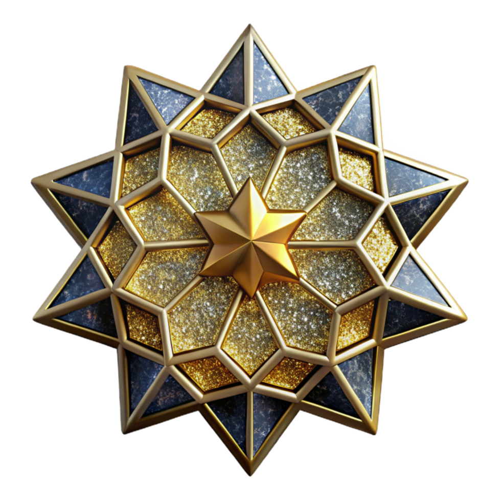 vibrant abstract Islamic Mosaic Star Pattern Transparent Background high quality png