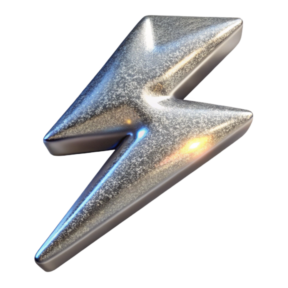 wonderful classic Silver Lightning Bolt Fractal Element Transparent Background professional png