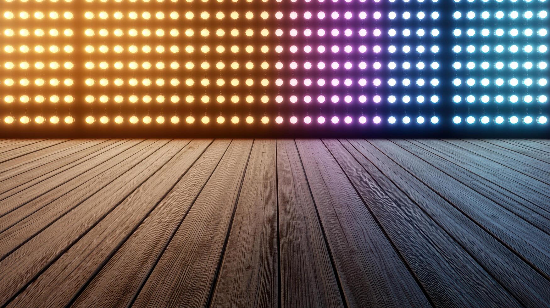 A room with many colored lights on the wall photo