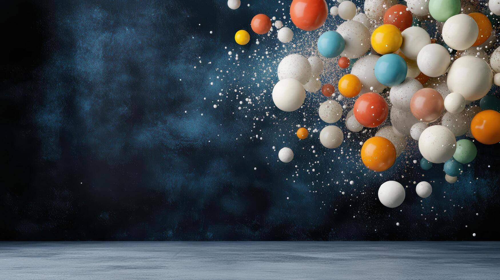 Colorful pills floating in the air photo