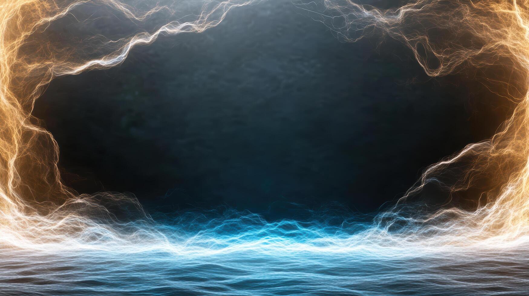 Lightning storm over the ocean photo