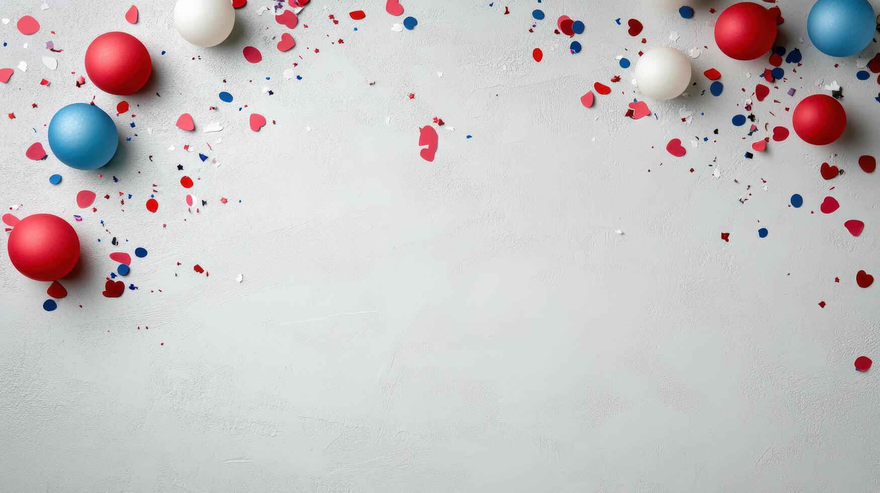 Red, white and blue balloons on a gray background photo