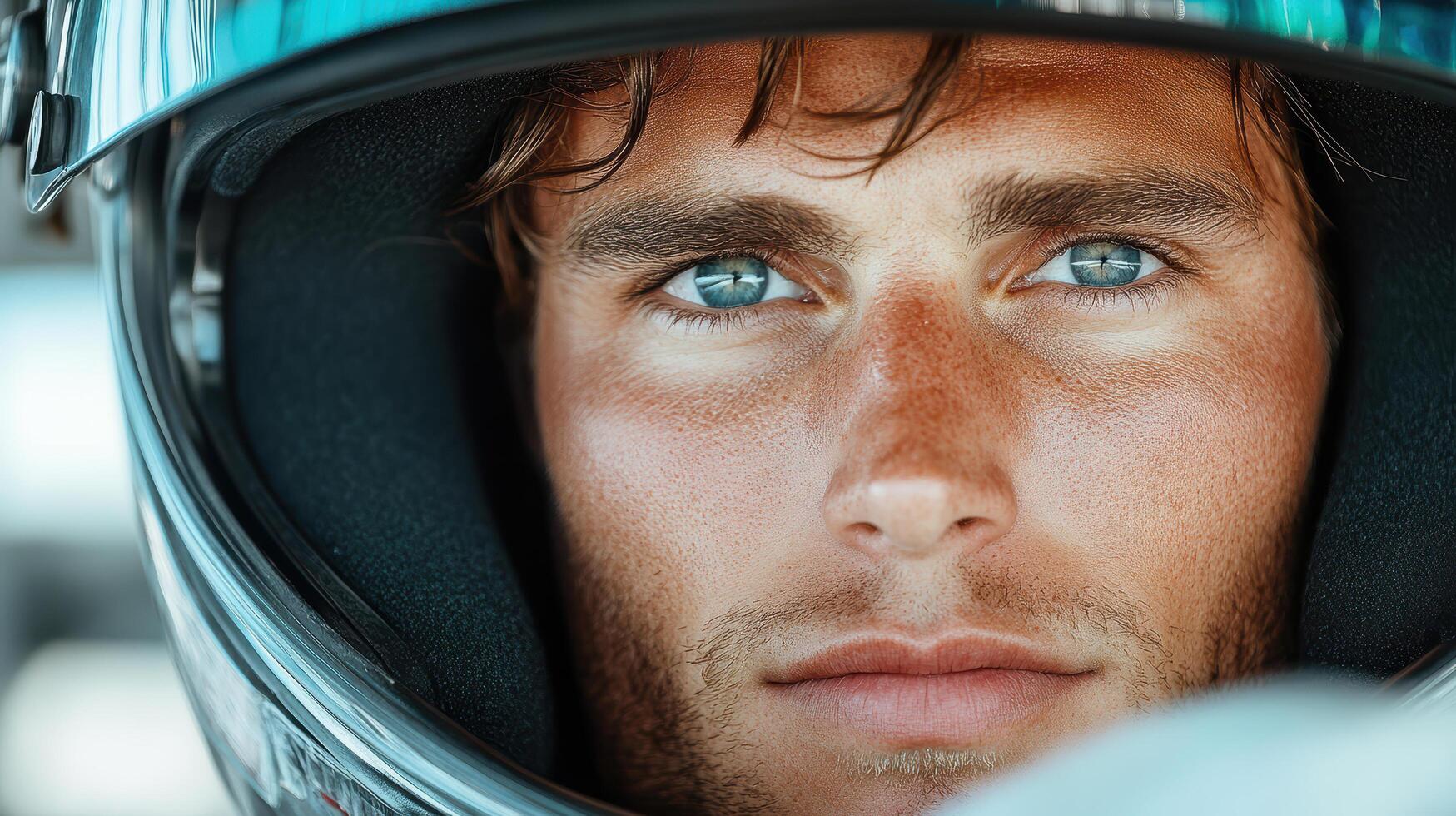 A close up of a man in a race car photo