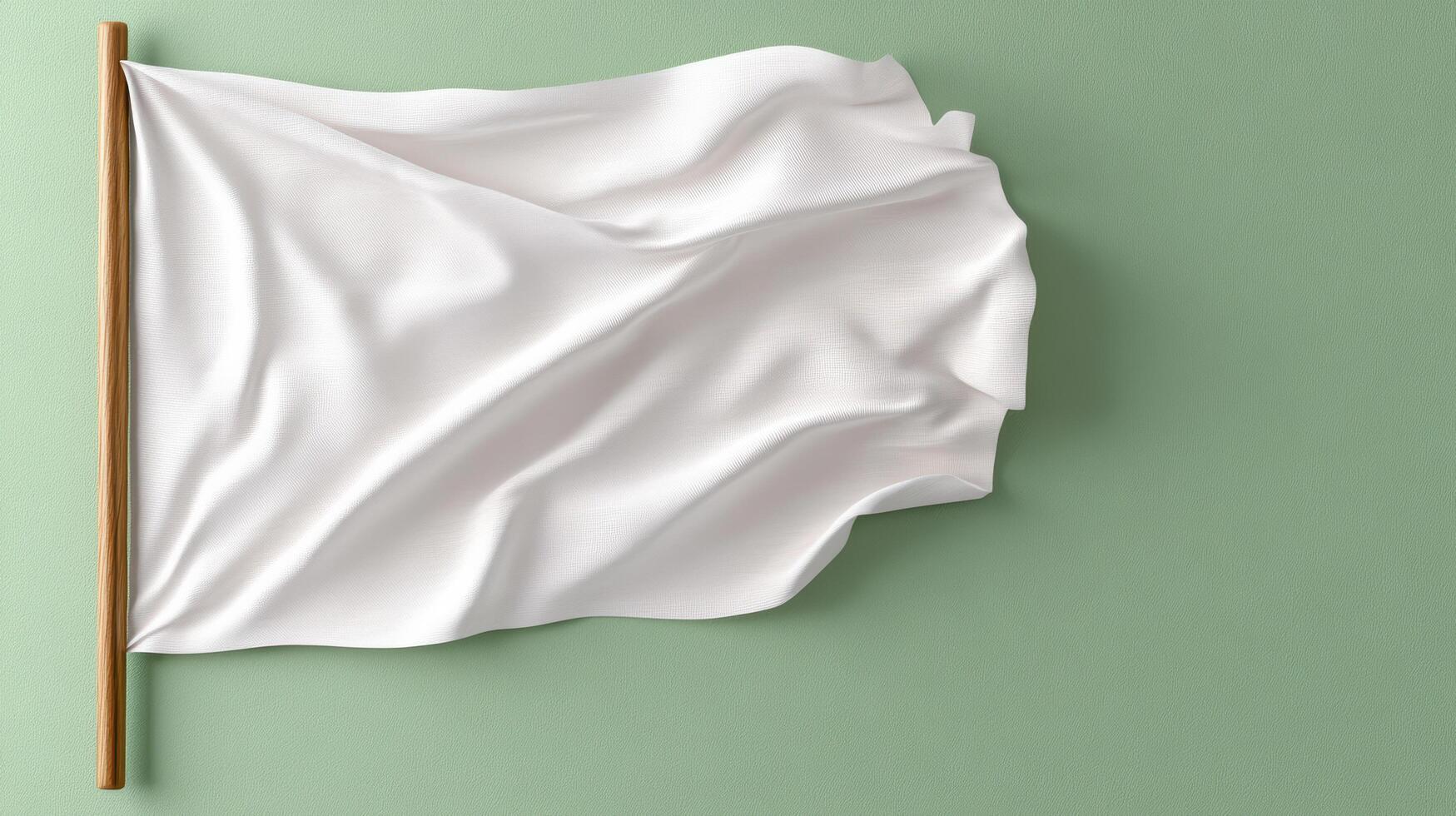 White flag on green background photo