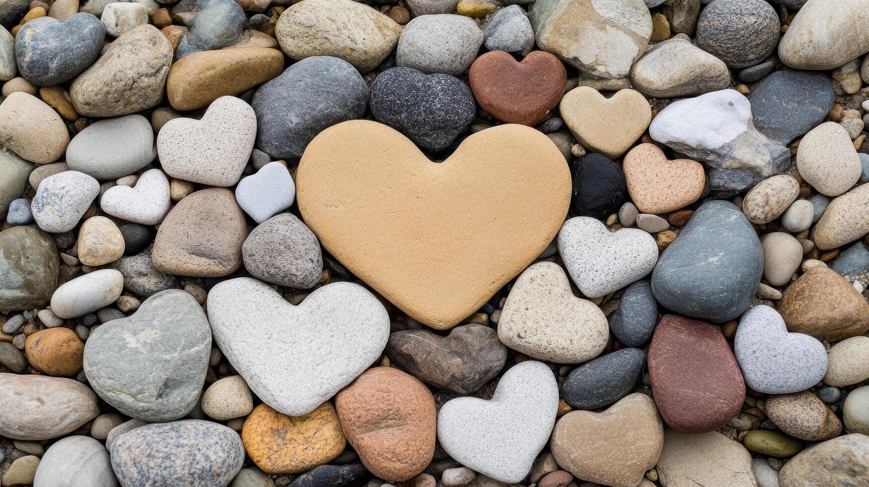 Heart shape made of stones on a gravel surface photo