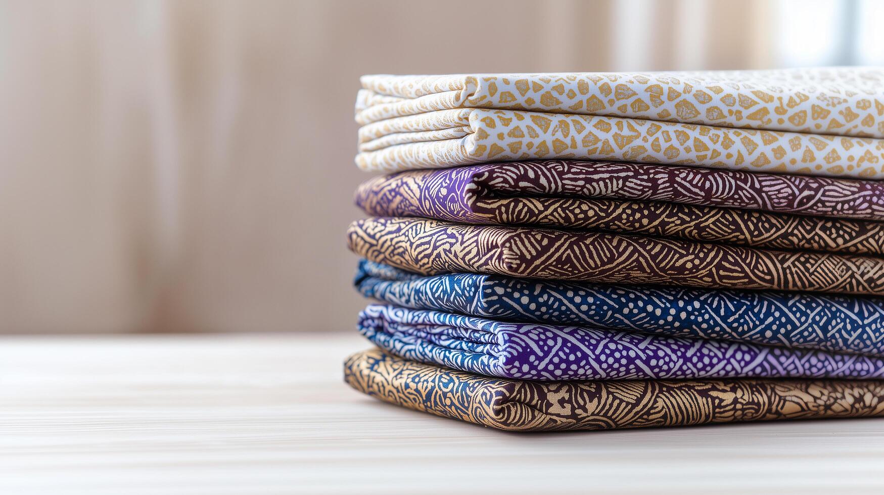 Stack of Traditional Batik Fabrics photo