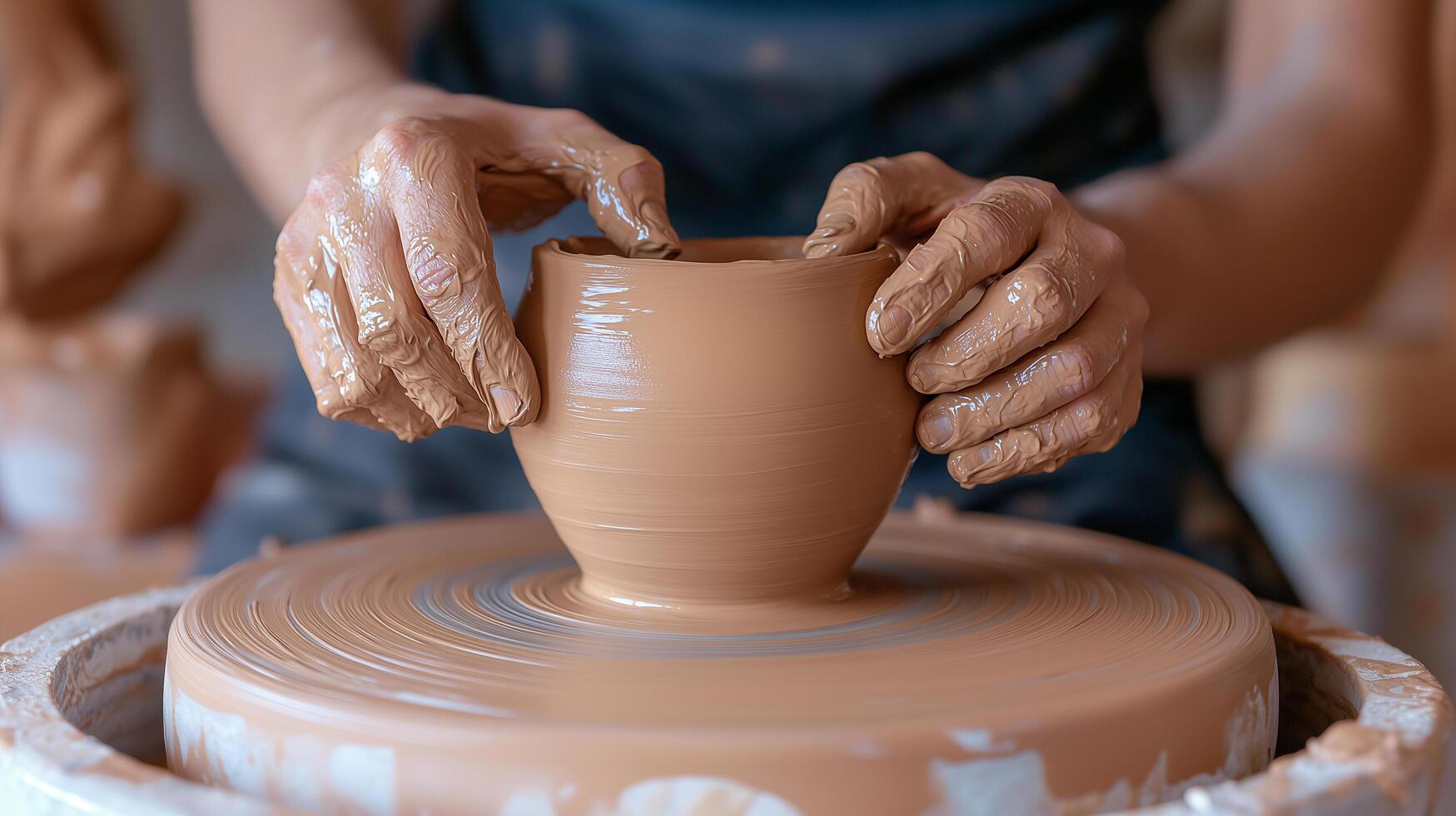 Skillful Hand Manipulation of Wet Clay photo