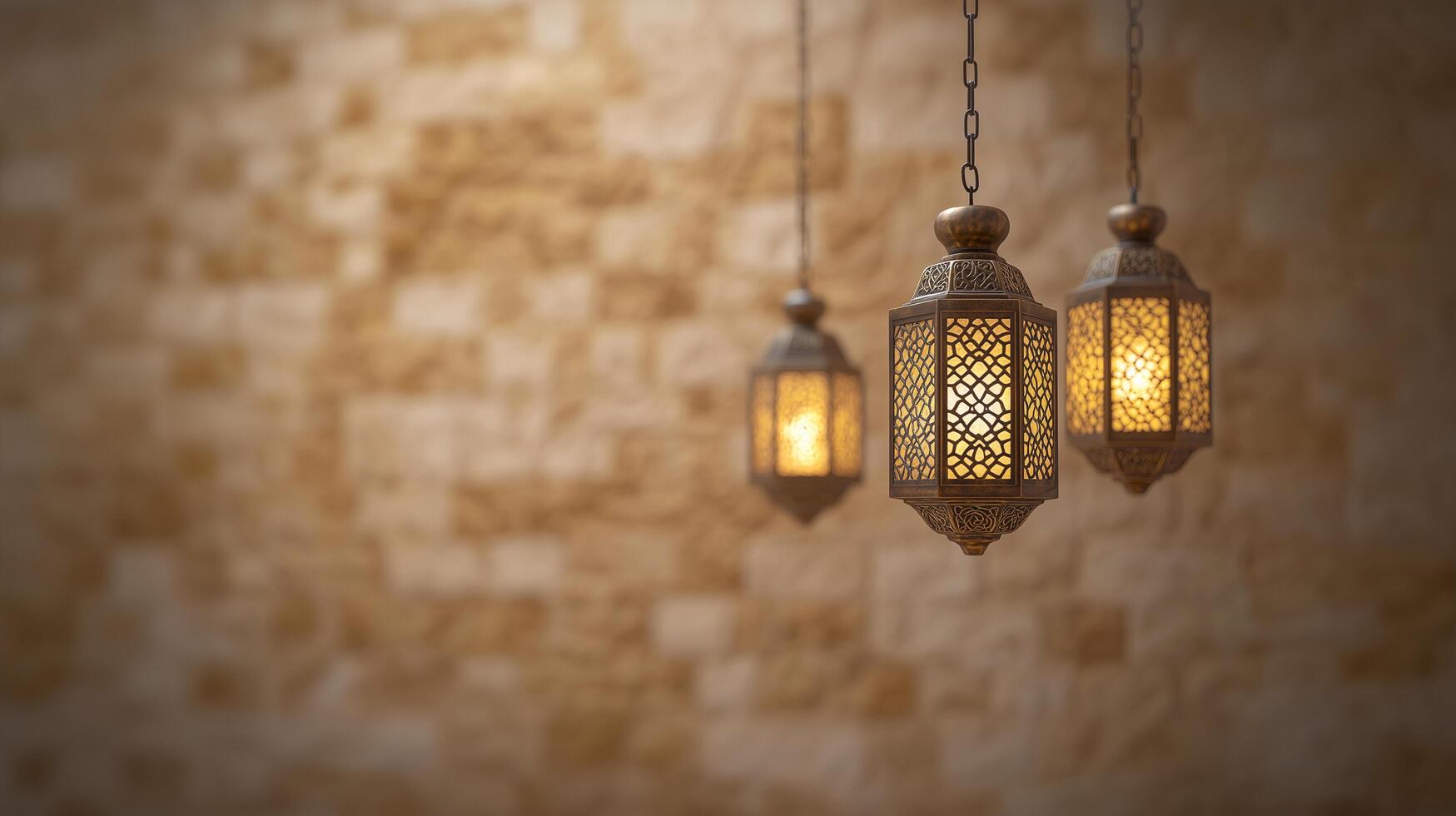Warm Interior Lighting with Ornate Lanterns photo